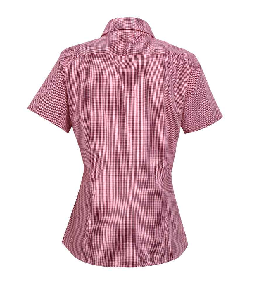 Premier Ladies Gingham Short Sleeve Shirt in by Premier — Custom branded clothing by Print Press, featuring premium embroidery produced in our specialist print lab in the UK.