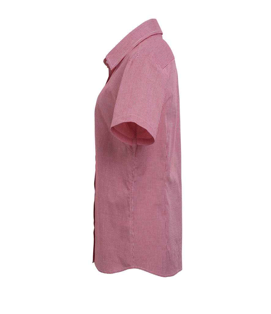 Premier Ladies Gingham Short Sleeve Shirt in by Premier — Custom branded clothing by Print Press, featuring premium embroidery produced in our specialist print lab in the UK.