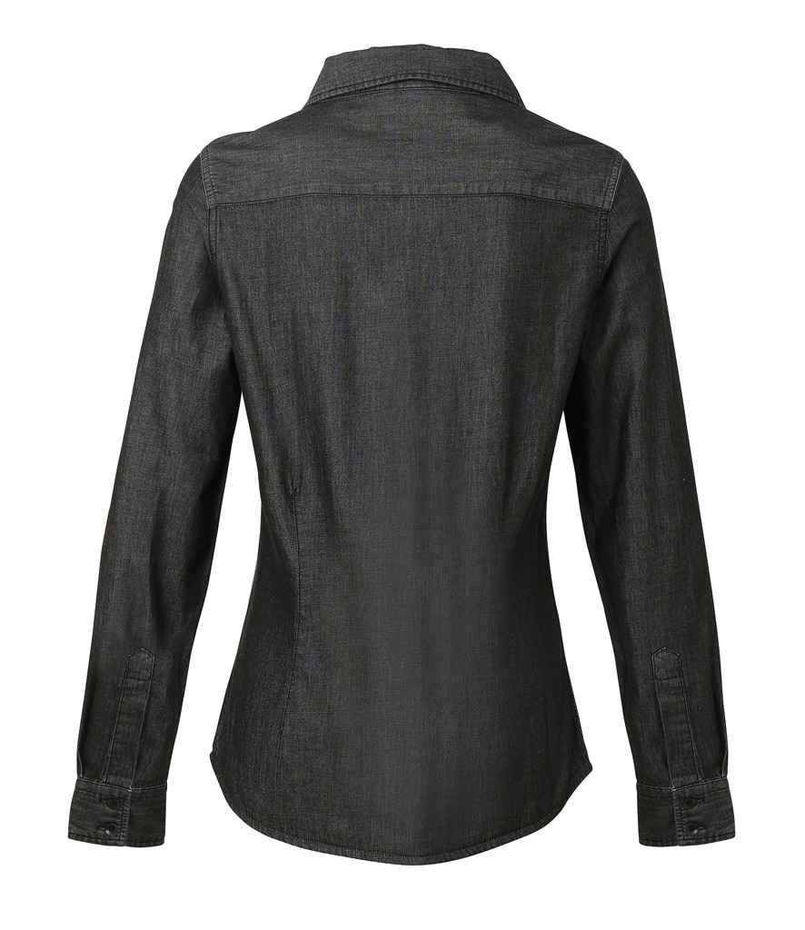 Premier Ladies Jeans Stitch Denim Shirt in by Premier — Custom branded clothing by Print Press, featuring premium embroidery produced in our specialist print lab in the UK.