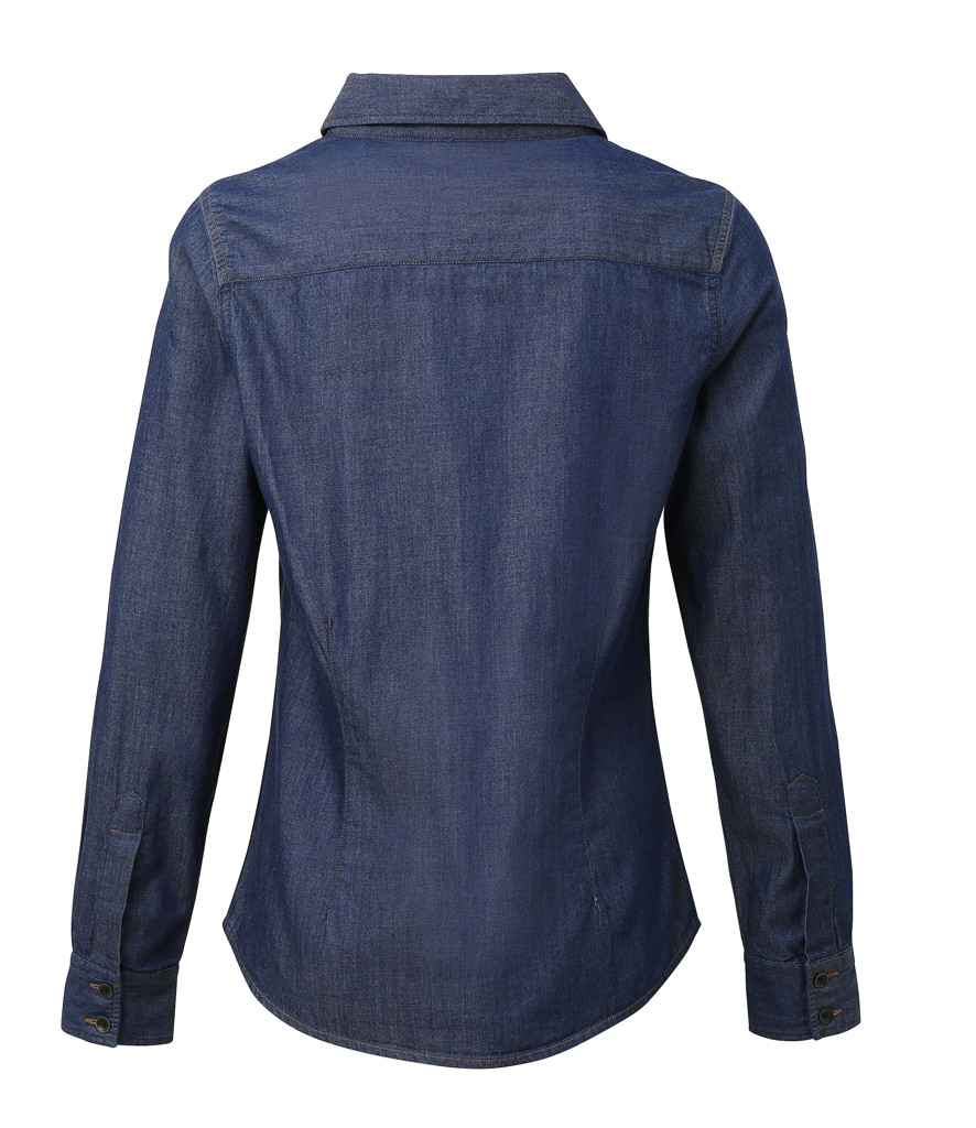 Premier Ladies Jeans Stitch Denim Shirt in by Premier — Custom branded clothing by Print Press, featuring premium embroidery produced in our specialist print lab in the UK.