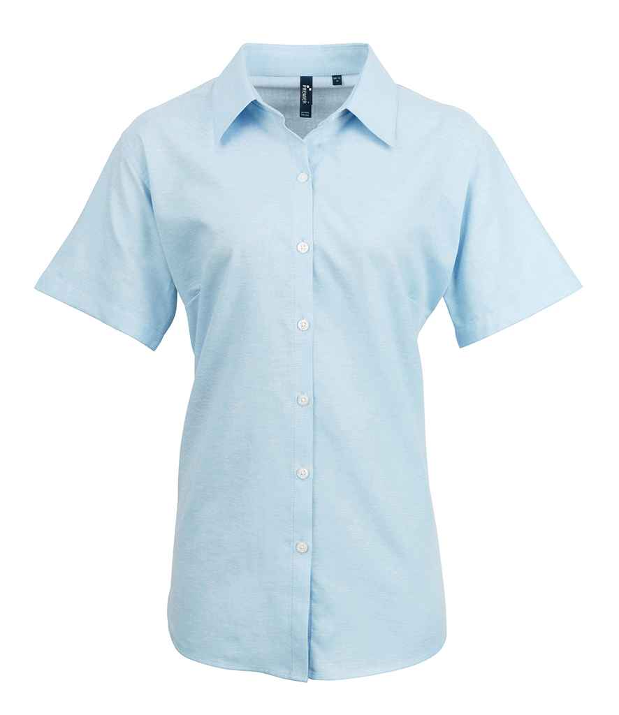 Premier Ladies Signature Short Sleeve Oxford Shirt in by Premier — Custom branded clothing by Print Press, featuring premium embroidery produced in our specialist print lab in the UK.