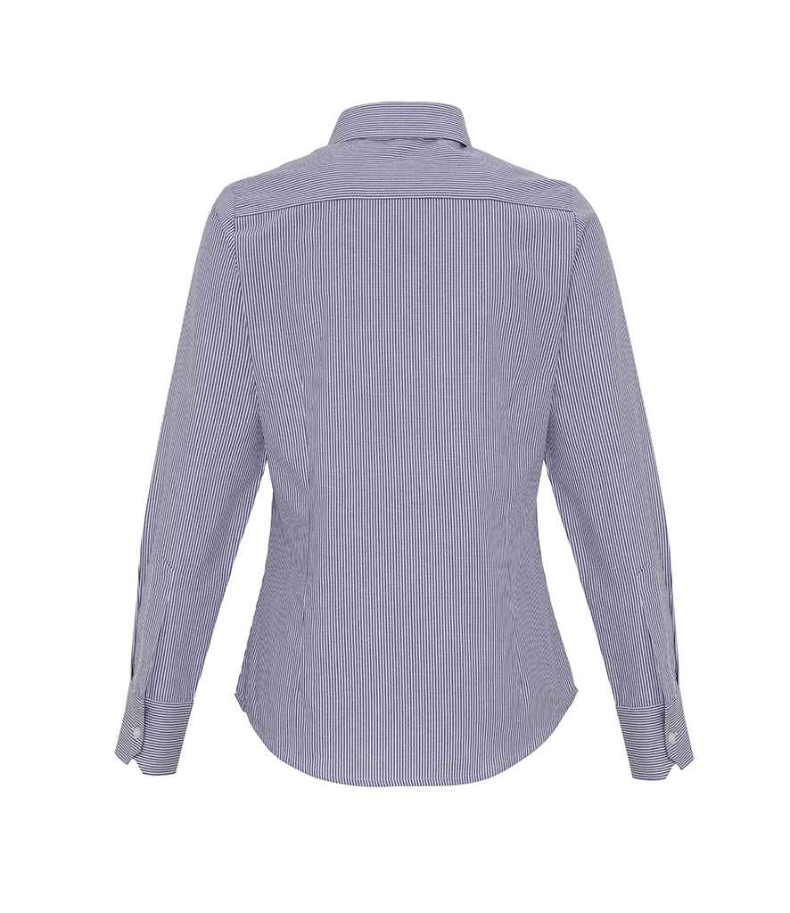 Premier Ladies Long Sleeve Striped Oxford Shirt in by Premier — Custom branded clothing by Print Press, featuring premium embroidery produced in our specialist print lab in the UK.