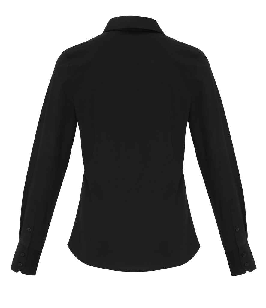 Premier Ladies Long Sleeve Stretch Fit Poplin Shirt in by Premier — Custom branded clothing by Print Press, featuring premium embroidery produced in our specialist print lab in the UK.