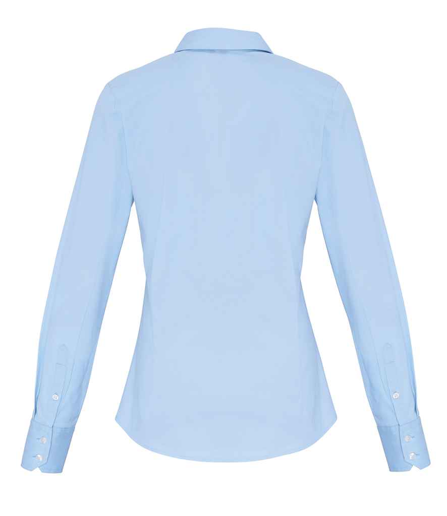 Premier Ladies Long Sleeve Stretch Fit Poplin Shirt in by Premier — Custom branded clothing by Print Press, featuring premium embroidery produced in our specialist print lab in the UK.