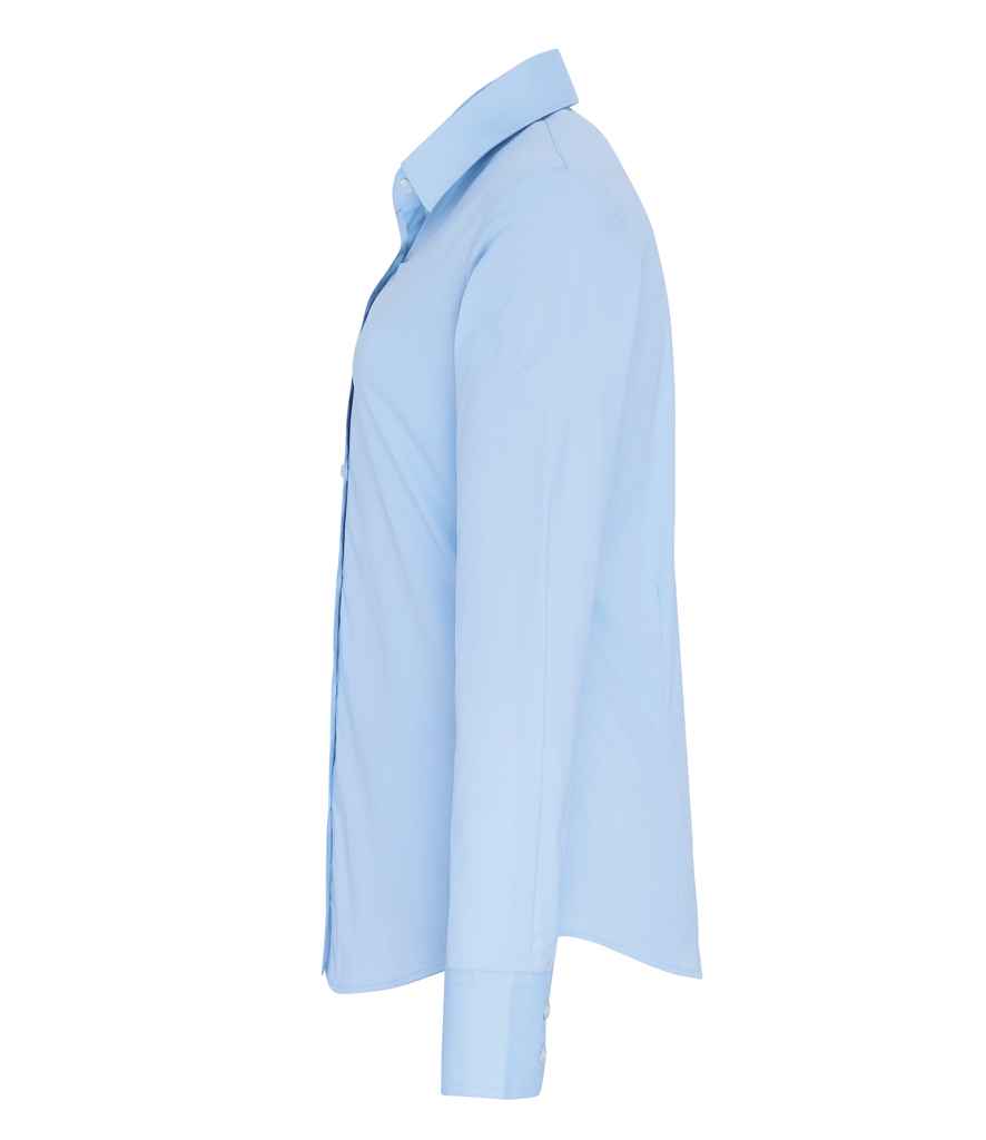 Premier Ladies Long Sleeve Stretch Fit Poplin Shirt in by Premier — Custom branded clothing by Print Press, featuring premium embroidery produced in our specialist print lab in the UK.