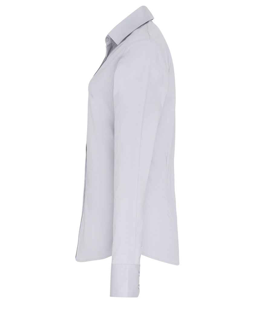 Premier Ladies Long Sleeve Stretch Fit Poplin Shirt in by Premier — Custom branded clothing by Print Press, featuring premium embroidery produced in our specialist print lab in the UK.