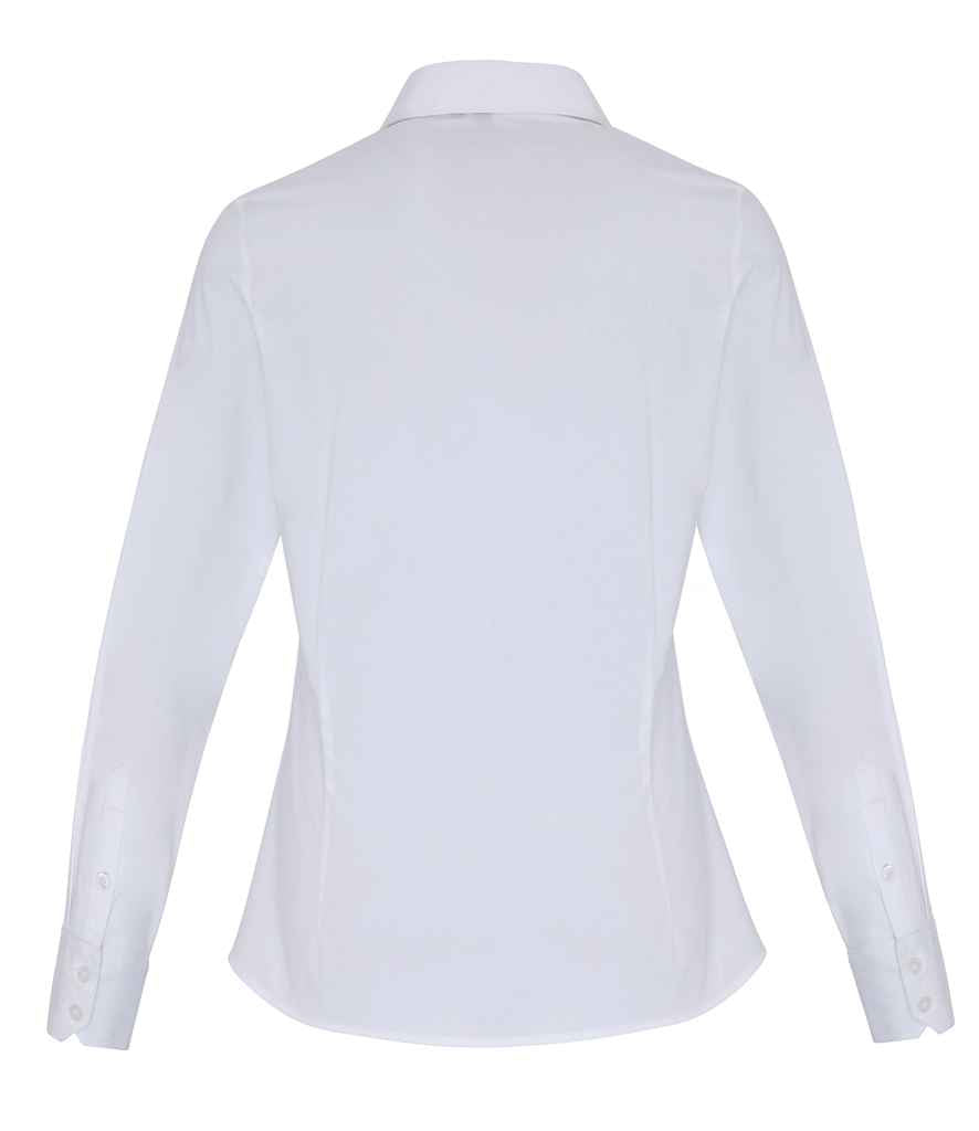 Premier Ladies Long Sleeve Stretch Fit Poplin Shirt in by Premier — Custom branded clothing by Print Press, featuring premium embroidery produced in our specialist print lab in the UK.