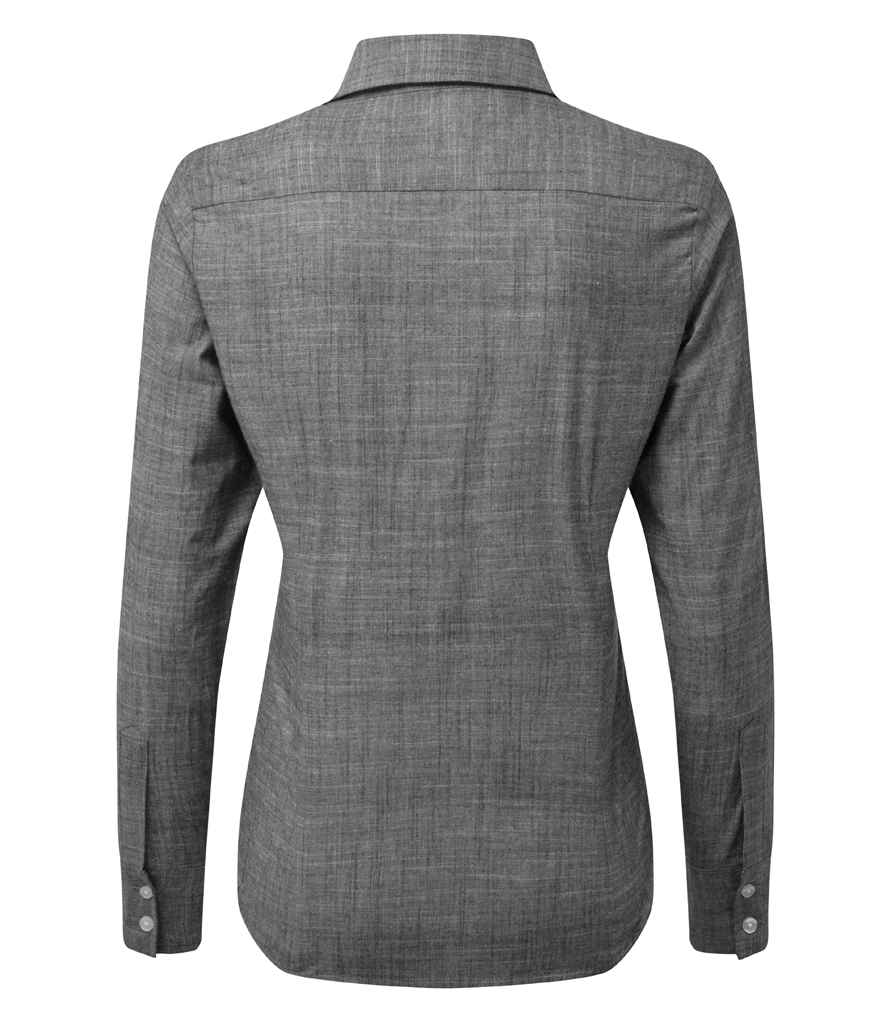 Premier Ladies Long Sleeve Chambray Shirt in by Premier — Custom branded clothing by Print Press, featuring premium embroidery produced in our specialist print lab in the UK.