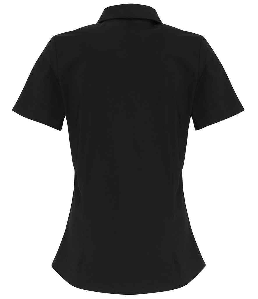 Premier Ladies Short Sleeve Stretch Fit Poplin Shirt in by Premier — Custom branded clothing by Print Press, featuring premium embroidery produced in our specialist print lab in the UK.