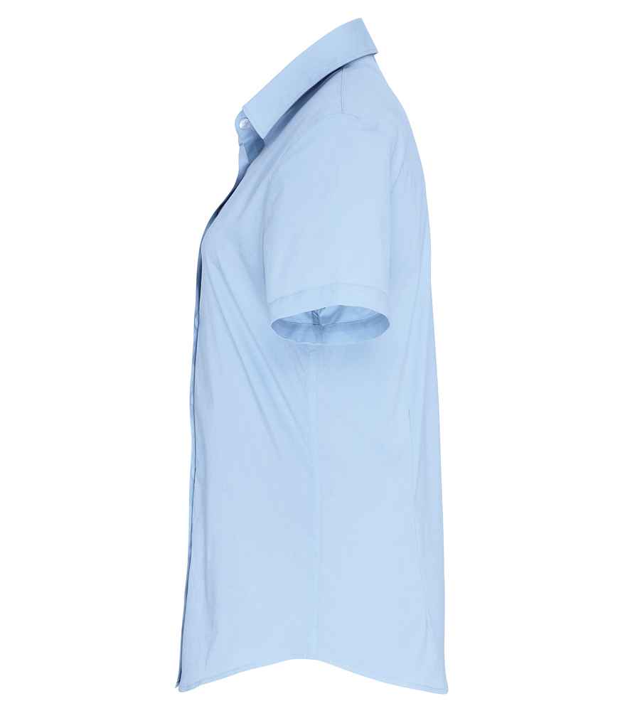 Premier Ladies Short Sleeve Stretch Fit Poplin Shirt in by Premier — Custom branded clothing by Print Press, featuring premium embroidery produced in our specialist print lab in the UK.