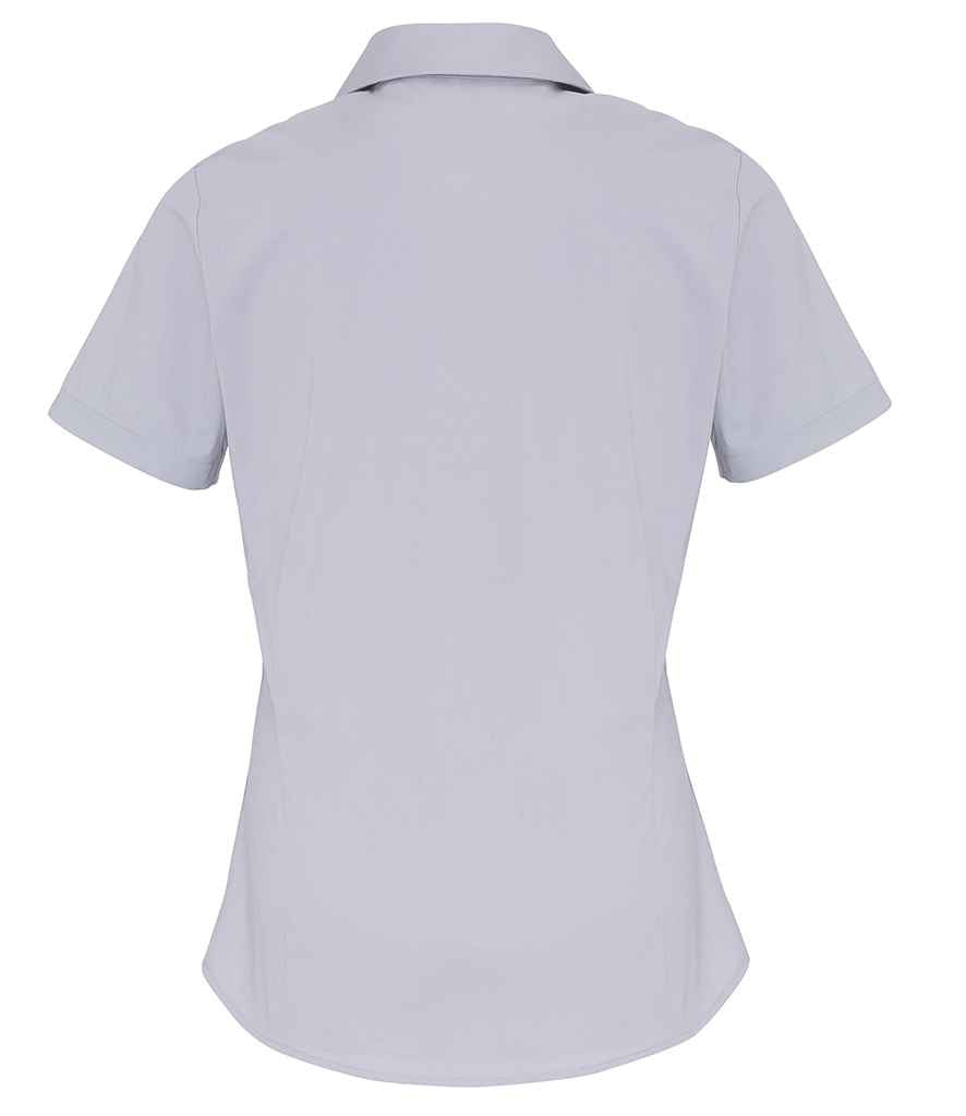 Premier Ladies Short Sleeve Stretch Fit Poplin Shirt in by Premier — Custom branded clothing by Print Press, featuring premium embroidery produced in our specialist print lab in the UK.