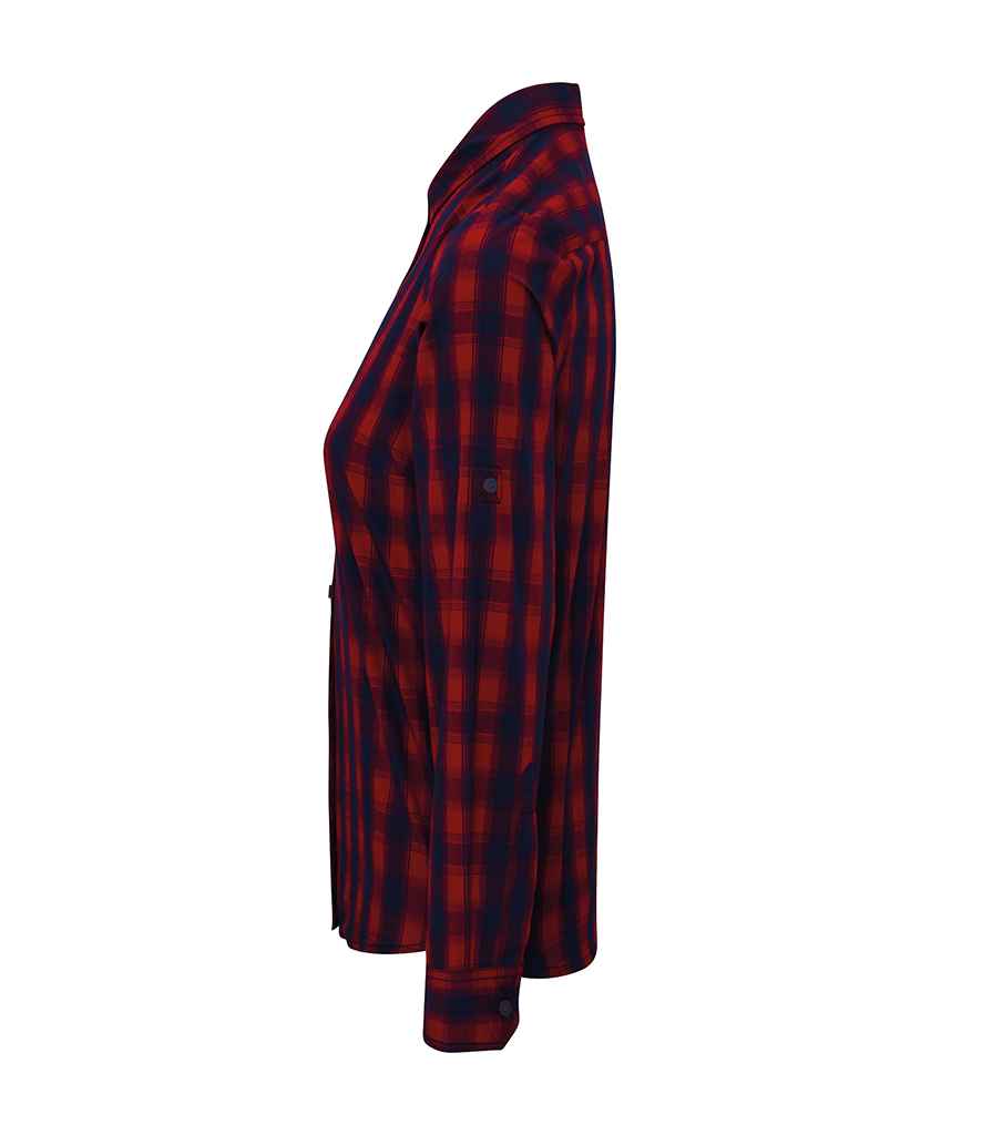 Premier Ladies Mulligan Check Long Sleeve Shirt in by Premier — Custom branded clothing by Print Press, featuring premium embroidery produced in our specialist print lab in the UK.