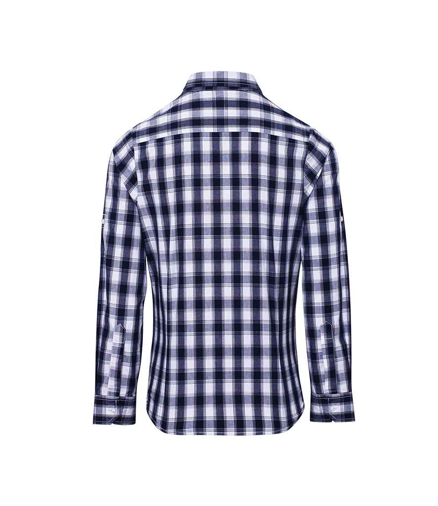 Premier Ladies Mulligan Check Long Sleeve Shirt in by Premier — Custom branded clothing by Print Press, featuring premium embroidery produced in our specialist print lab in the UK.