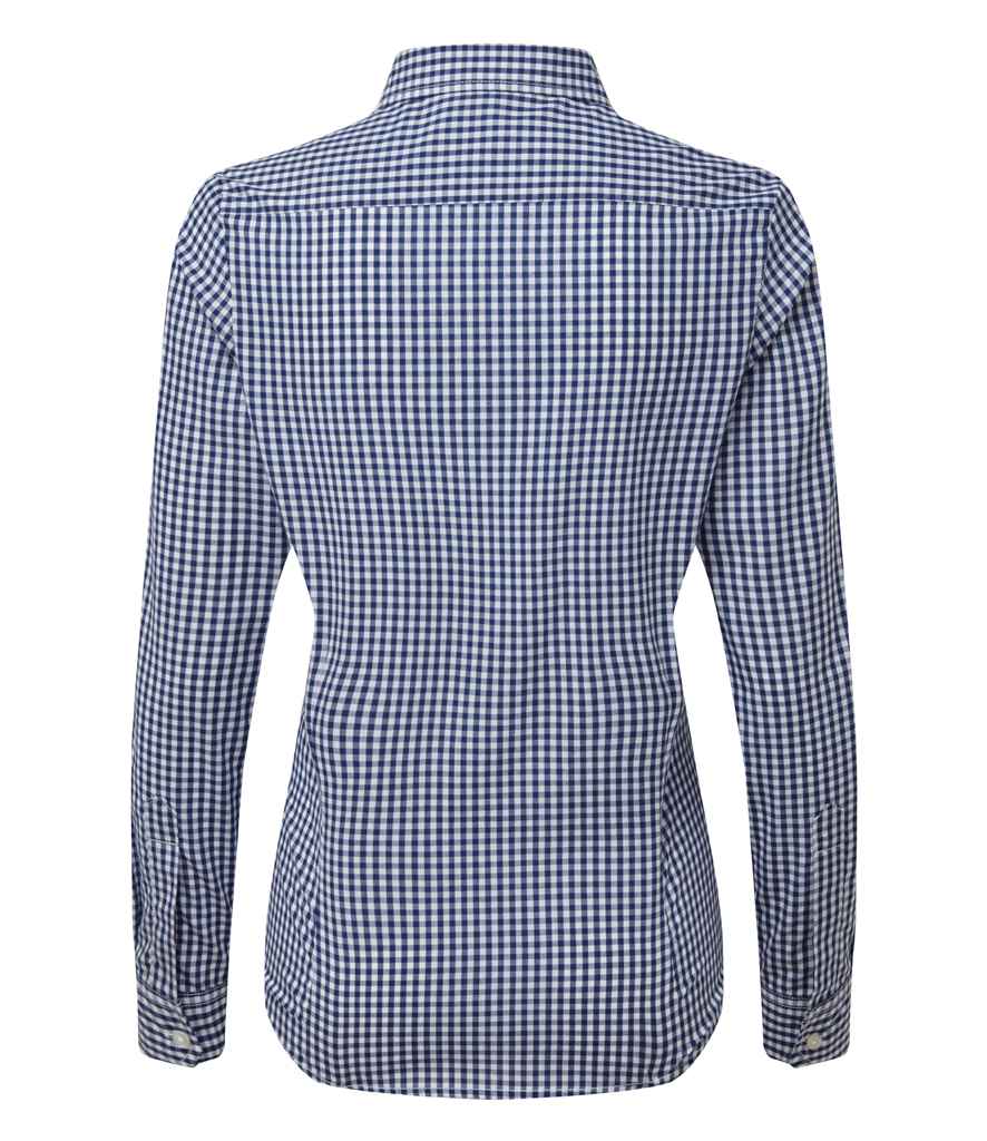 Premier Ladies Maxton Check Long Sleeve Shirt in by Premier — Custom branded clothing by Print Press, featuring premium embroidery produced in our specialist print lab in the UK.