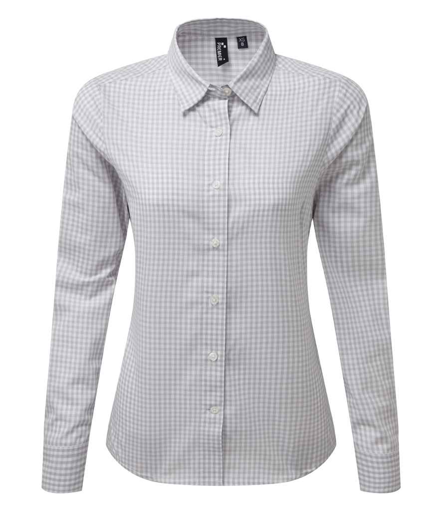 Premier Ladies Maxton Check Long Sleeve Shirt in by Premier — Custom branded clothing by Print Press, featuring premium embroidery produced in our specialist print lab in the UK.