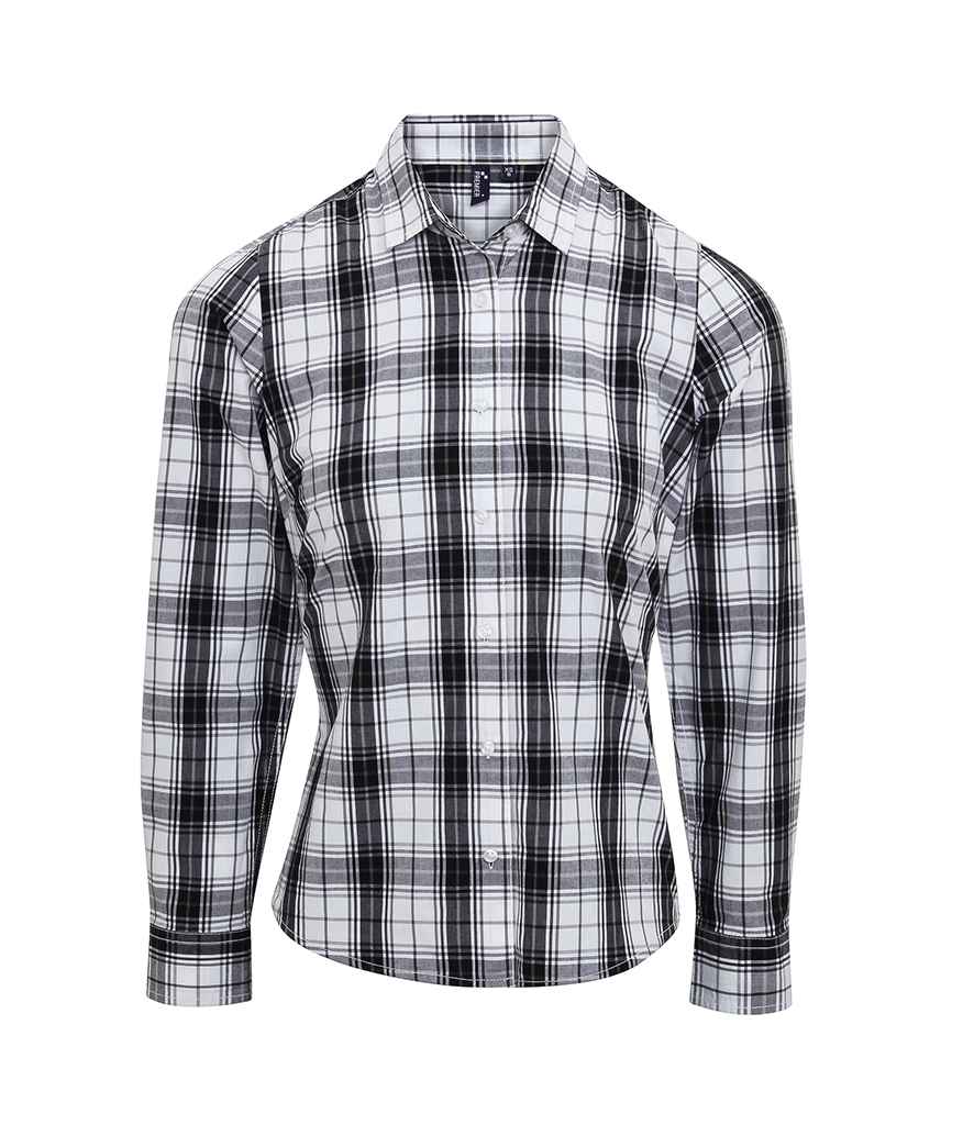 Premier Ladies Ginmill Check Long Sleeve Shirt in by Premier — Custom branded clothing by Print Press, featuring premium embroidery produced in our specialist print lab in the UK.