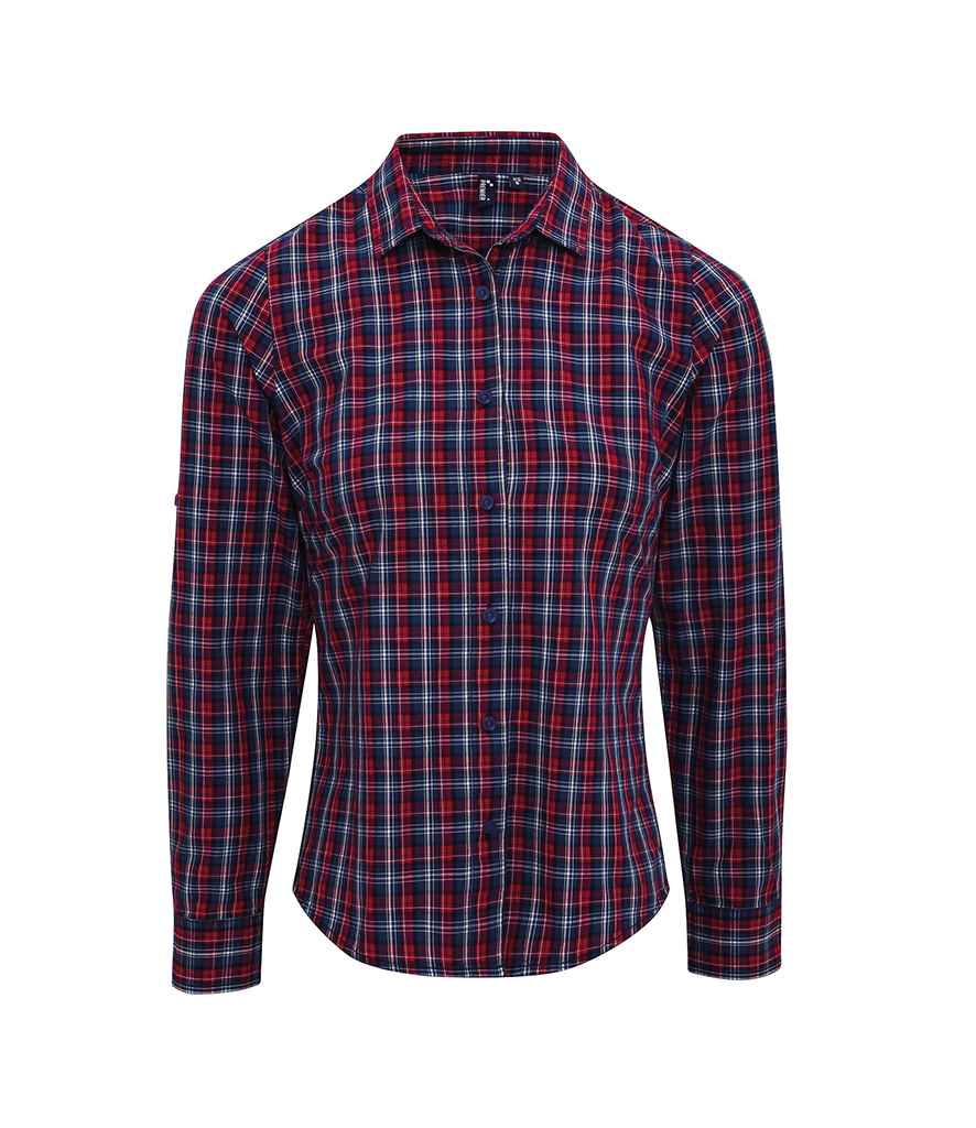 Premier Ladies Sidehill Check Long Sleeve Shirt in by Premier — Custom branded clothing by Print Press, featuring premium embroidery produced in our specialist print lab in the UK.