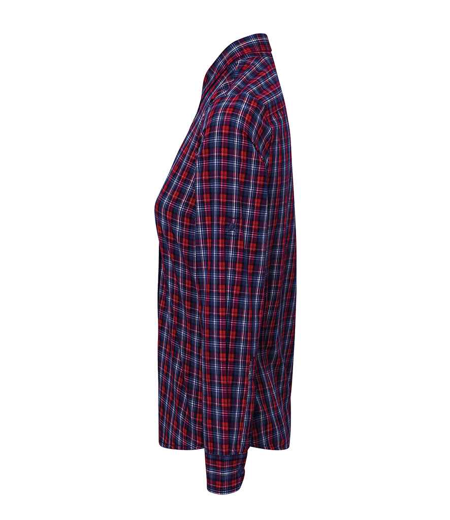 Premier Ladies Sidehill Check Long Sleeve Shirt in by Premier — Custom branded clothing by Print Press, featuring premium embroidery produced in our specialist print lab in the UK.