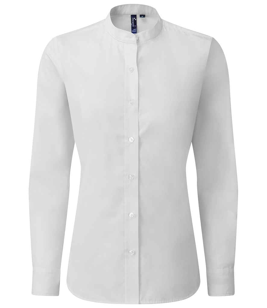 Premier Ladies Banded Collar Grandad Shirt in by Premier — Custom branded clothing by Print Press, featuring premium embroidery produced in our specialist print lab in the UK.