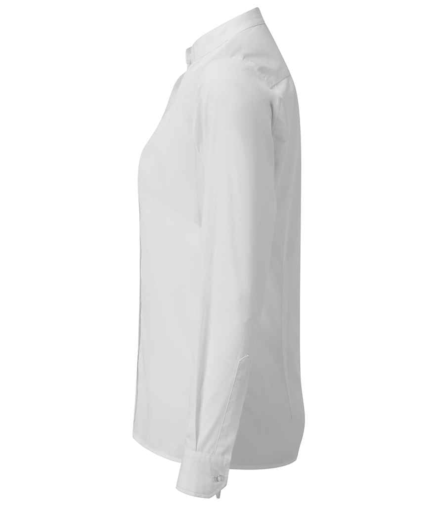Premier Ladies Banded Collar Grandad Shirt in by Premier — Custom branded clothing by Print Press, featuring premium embroidery produced in our specialist print lab in the UK.