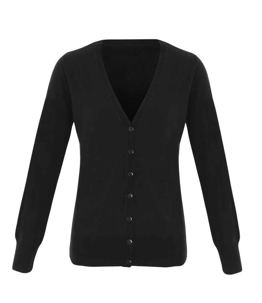Premier Ladies Essential Acrylic V Neck Cardigan in by Premier — Custom branded clothing by Print Press, featuring premium embroidery produced in our specialist print lab in the UK.