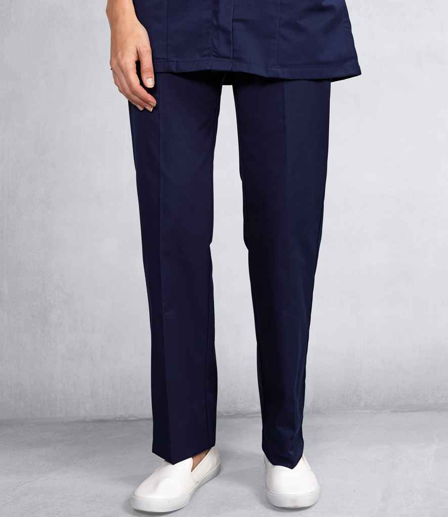 Premier Ladies Poppy Healthcare Trousers in Navy by Premier — Custom branded clothing by Print Press, featuring premium embroidery produced in our specialist print lab in the UK.