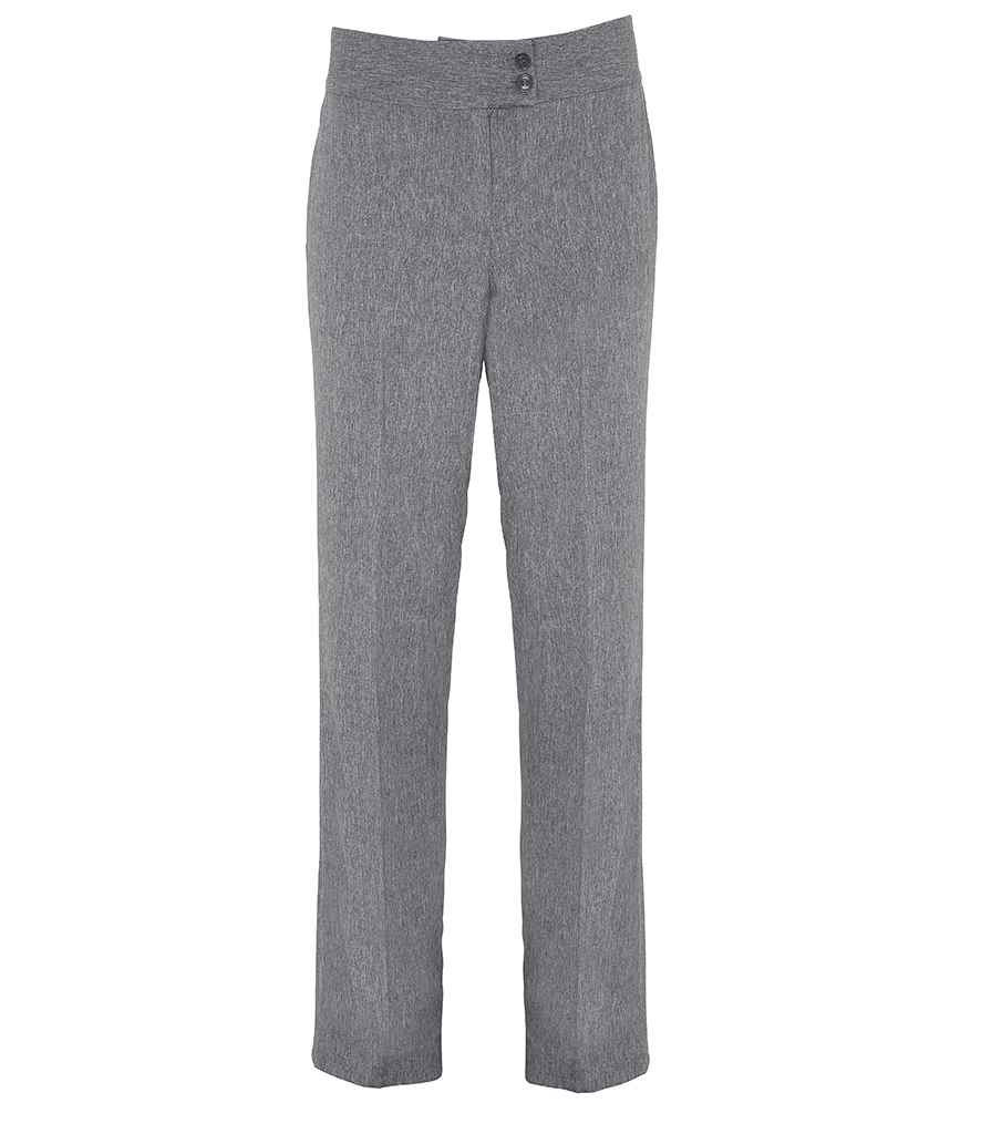 Premier Ladies Iris Straight Leg Trousers in R Heather Grey by Premier — Custom branded clothing by Print Press, featuring premium embroidery produced in our specialist print lab in the UK.