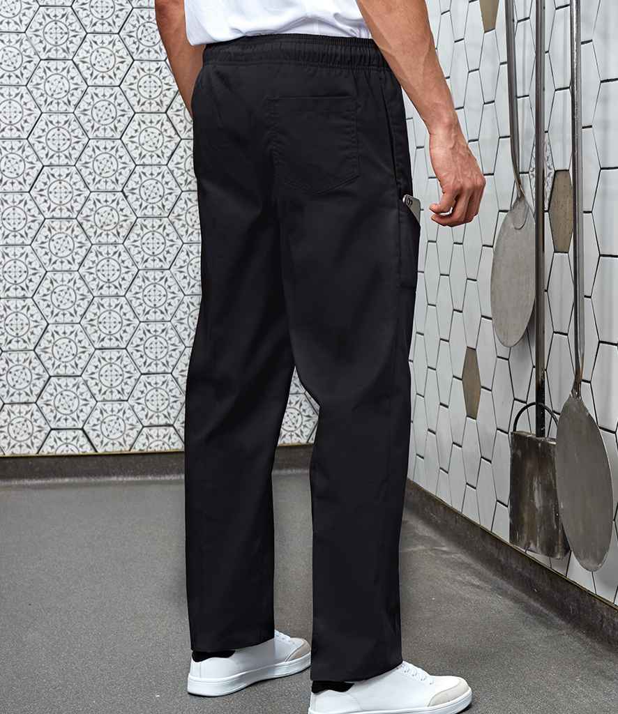 Premier Select Slim Leg Chef's Trousers in by Premier — Custom branded clothing by Print Press, featuring premium embroidery produced in our specialist print lab in the UK.