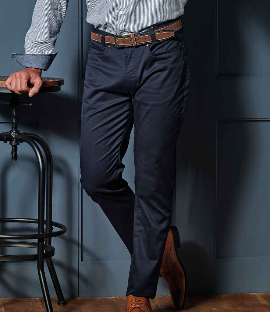 Premier Performance Chino Jeans in Navy by Premier — Custom branded clothing by Print Press, featuring premium embroidery produced in our specialist print lab in the UK.