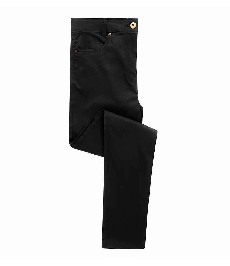 Premier Ladies Performance Chino Jeans in Black by Premier — Custom branded clothing by Print Press, featuring premium embroidery produced in our specialist print lab in the UK.