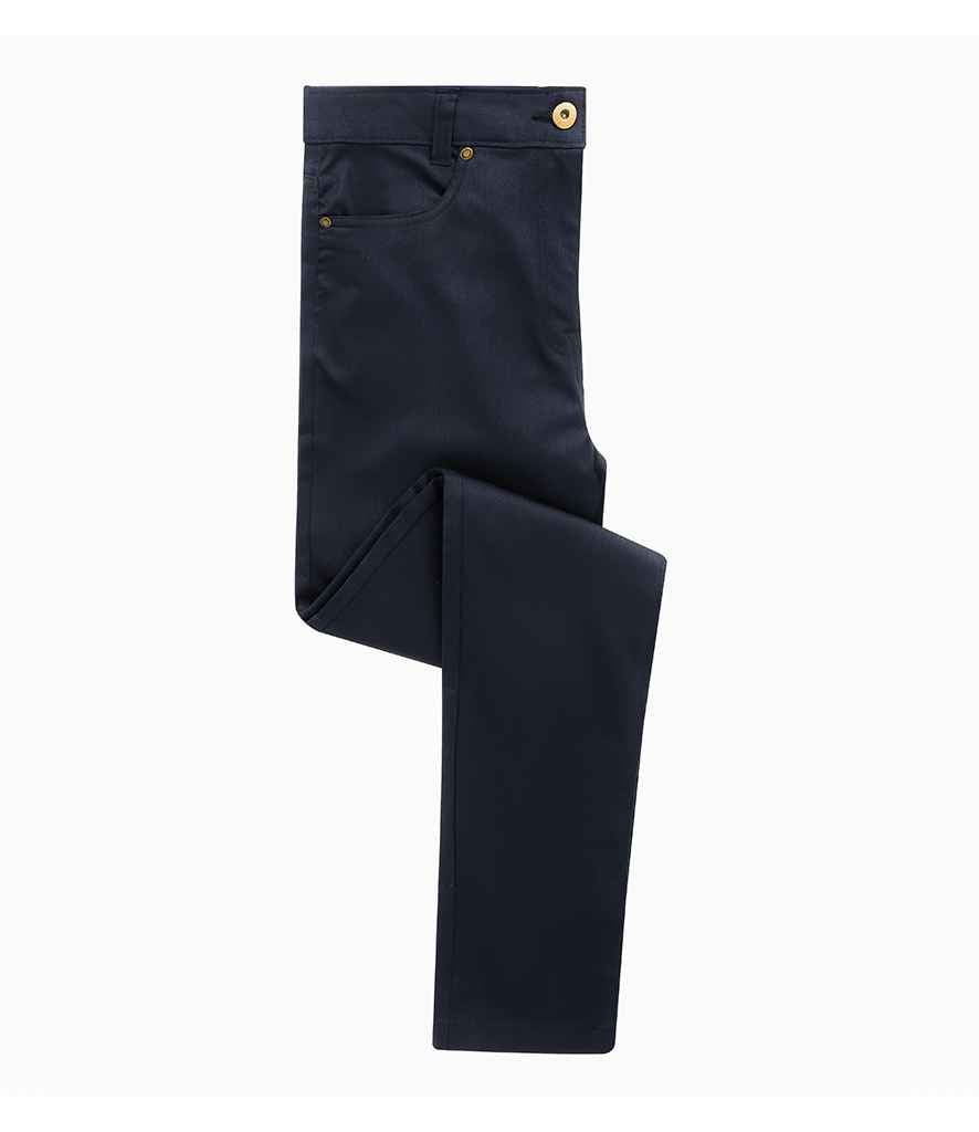 Premier Ladies Performance Chino Jeans in by Premier — Custom branded clothing by Print Press, featuring premium embroidery produced in our specialist print lab in the UK.