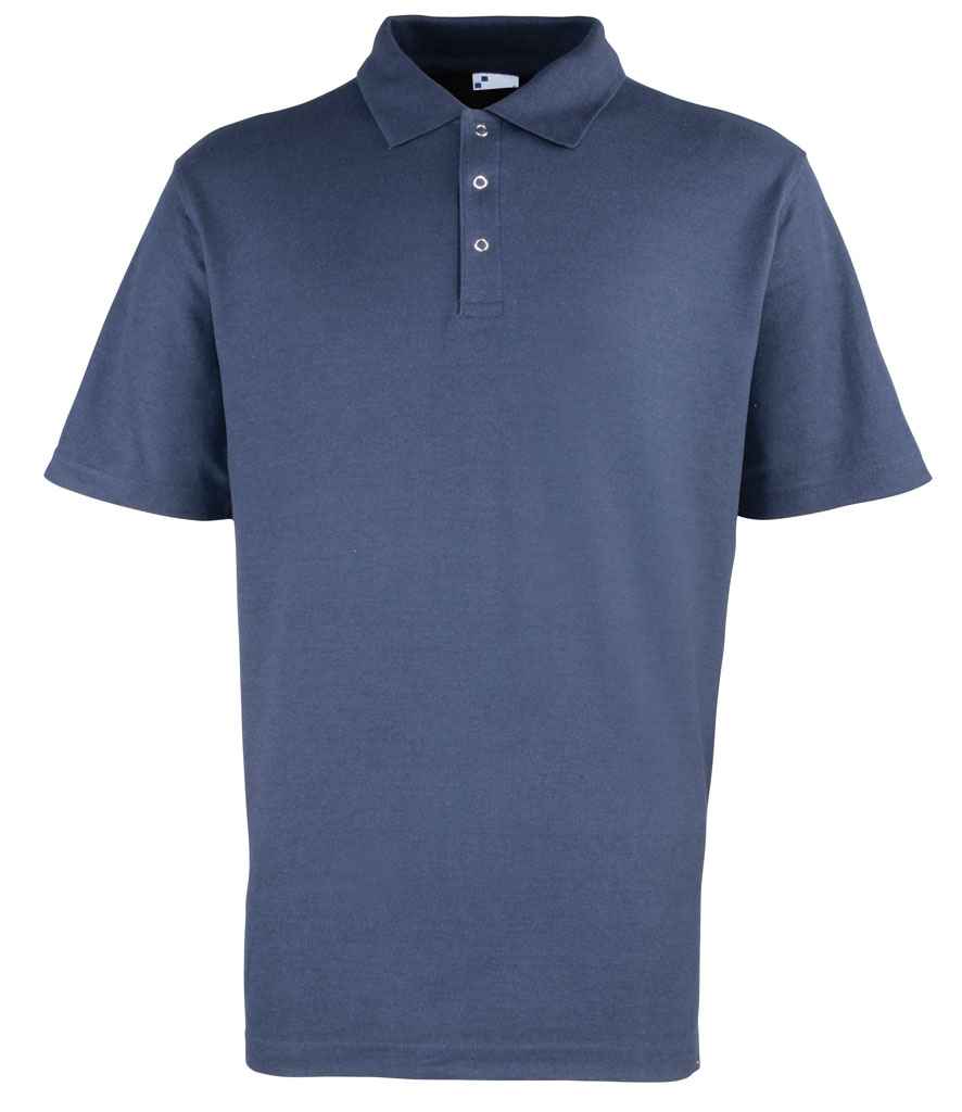 Premier Stud Pique Polo Shirt in Navy by Premier — Custom branded clothing by Print Press, featuring premium embroidery produced in our specialist print lab in the UK.