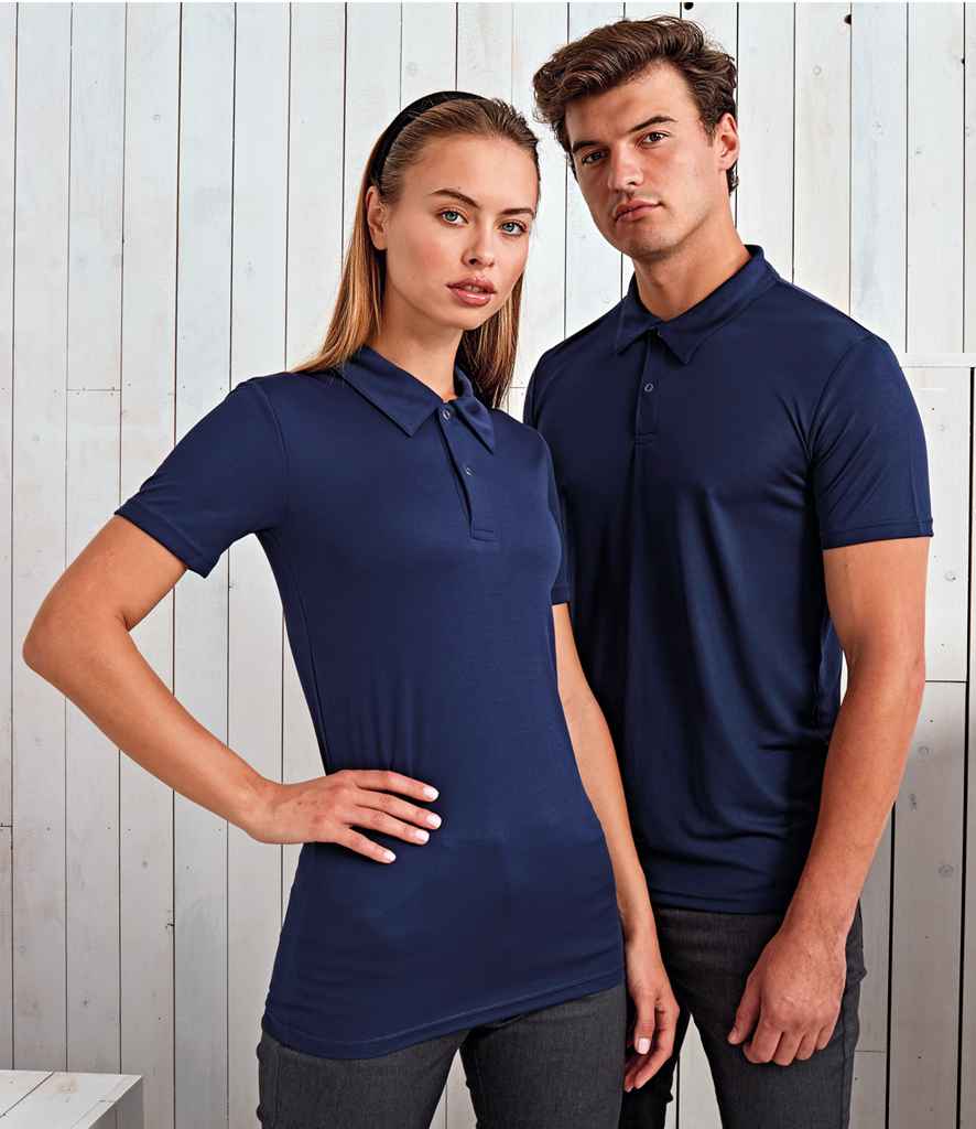 Premier Coolchecker Stud Pique Polo Shirt in Navy by Premier — Custom branded clothing by Print Press, featuring premium embroidery produced in our specialist print lab in the UK.