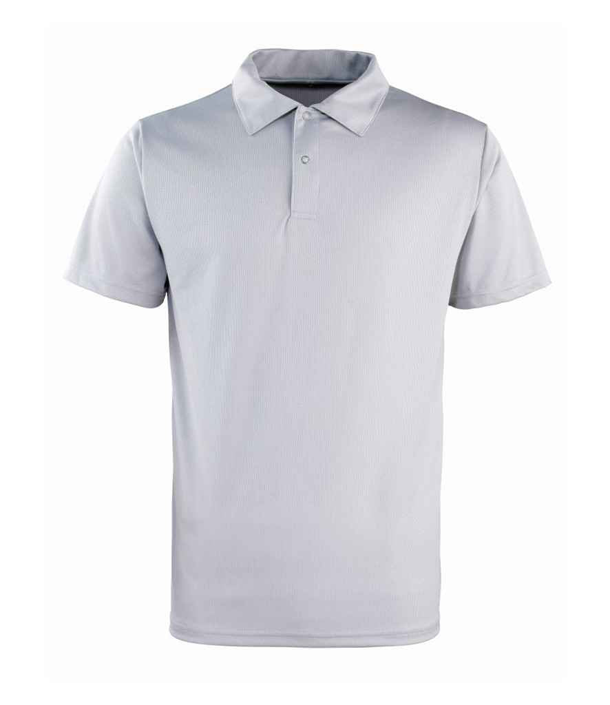 Premier Coolchecker Stud Pique Polo Shirt in Silver by Premier — Custom branded clothing by Print Press, featuring premium embroidery produced in our specialist print lab in the UK.