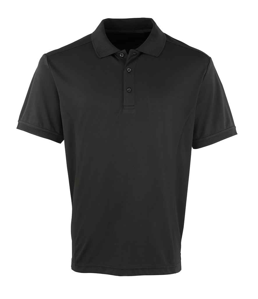 Premier Coolchecker Pique Polo Shirt - (2nd Colours) in Black by Premier — Custom branded clothing by Print Press, featuring premium embroidery produced in our specialist print lab in the UK.