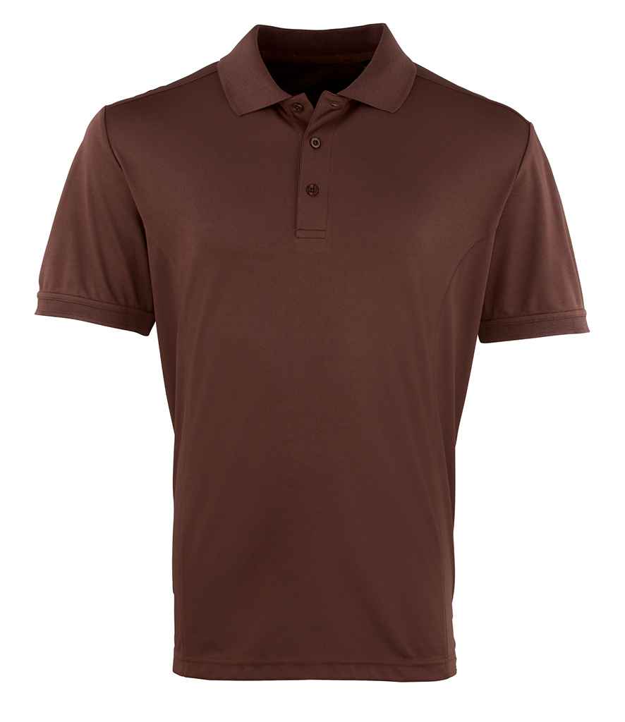 Premier Coolchecker Pique Polo Shirt - (2nd Colours) in Brown by Premier — Custom branded clothing by Print Press, featuring premium embroidery produced in our specialist print lab in the UK.