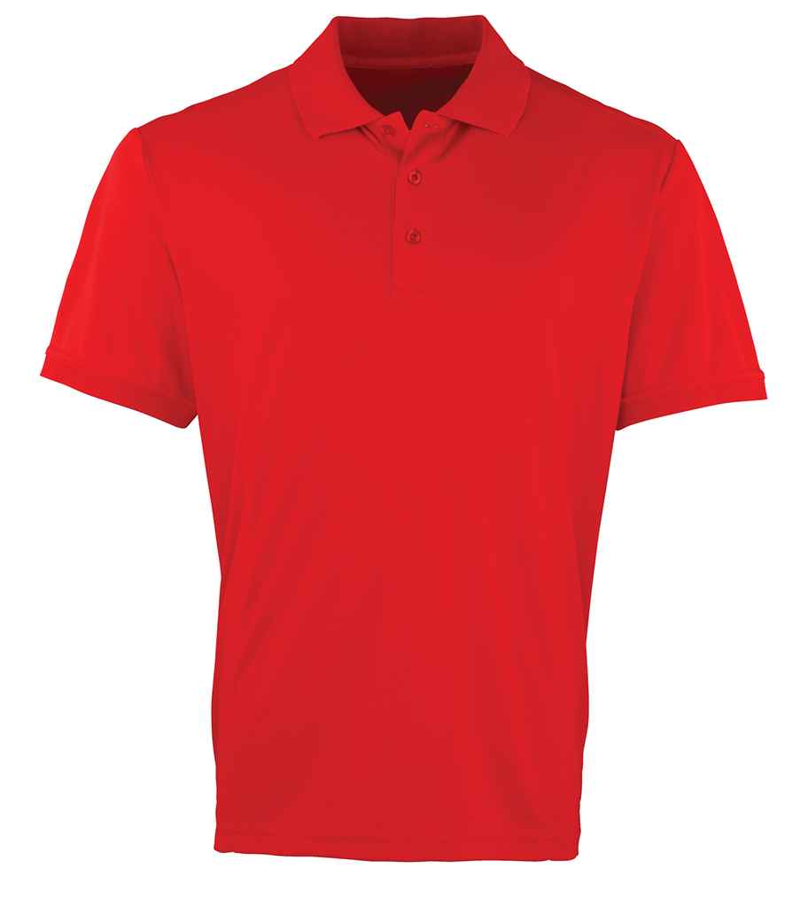 Premier Coolchecker Pique Polo Shirt in Red by Premier — Custom branded clothing by Print Press, featuring premium embroidery produced in our specialist print lab in the UK.