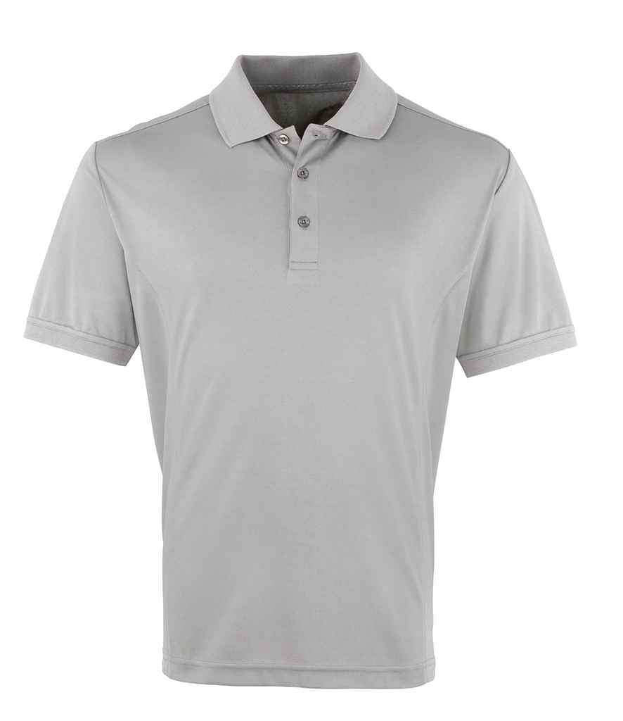 Premier Coolchecker Pique Polo Shirt in Silver by Premier — Custom branded clothing by Print Press, featuring premium embroidery produced in our specialist print lab in the UK.