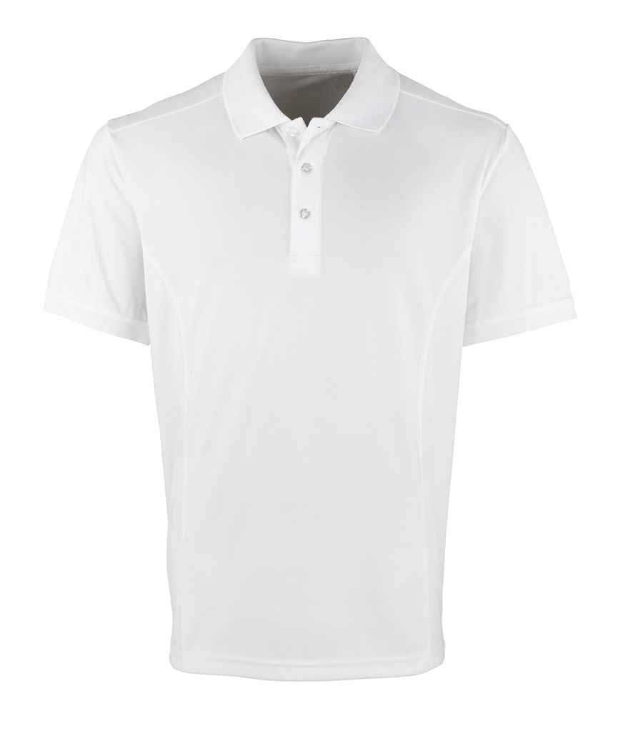 Premier Coolchecker Pique Polo Shirt in White by Premier — Custom branded clothing by Print Press, featuring premium embroidery produced in our specialist print lab in the UK.