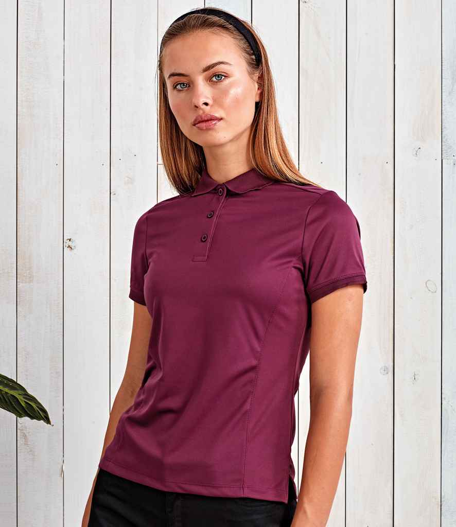 Premier Ladies Coolchecker Pique Polo Shirt - (2nd Colours) in Aubergine by Premier — Custom branded clothing by Print Press, featuring premium embroidery produced in our specialist print lab in the UK.
