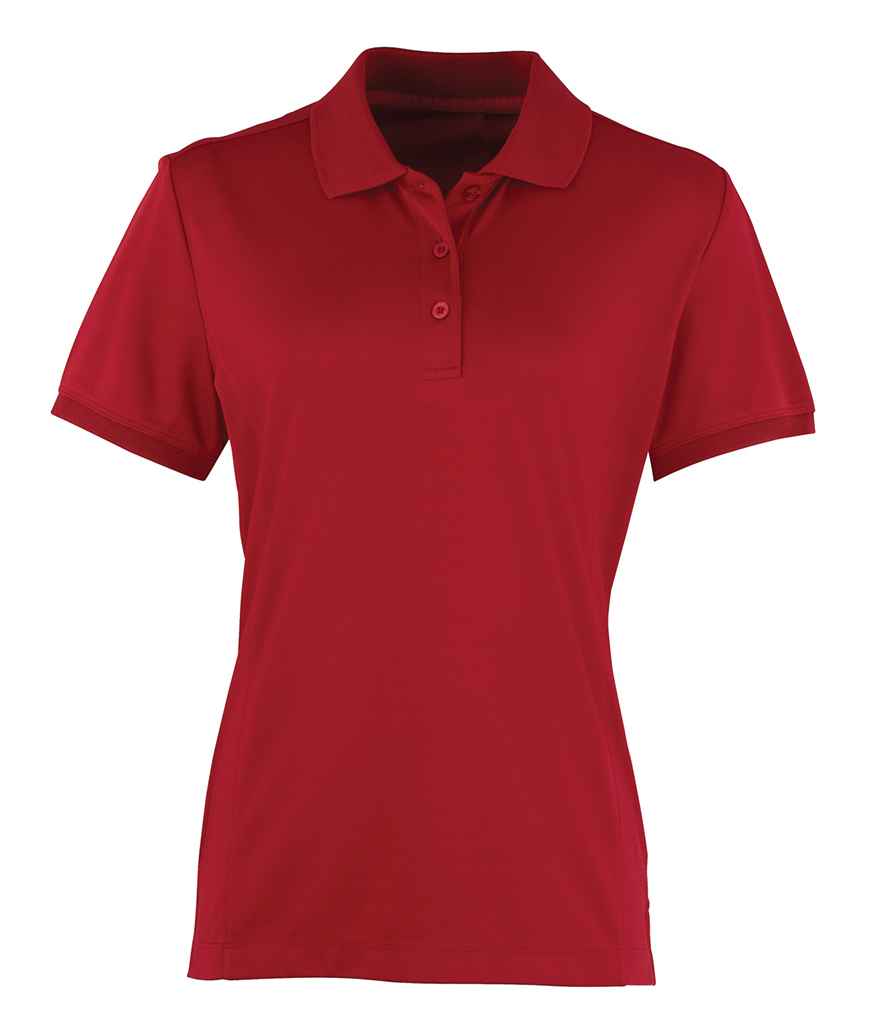 Premier Ladies Coolchecker Pique Polo Shirt - (2nd Colours) in Burgundy by Premier — Custom branded clothing by Print Press, featuring premium embroidery produced in our specialist print lab in the UK.