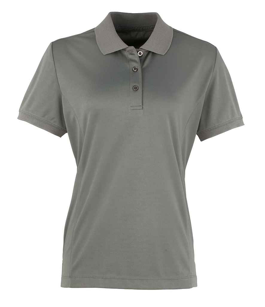 Premier Ladies Coolchecker Pique Polo Shirt - (2nd Colours) in Dark Grey by Premier — Custom branded clothing by Print Press, featuring premium embroidery produced in our specialist print lab in the UK.