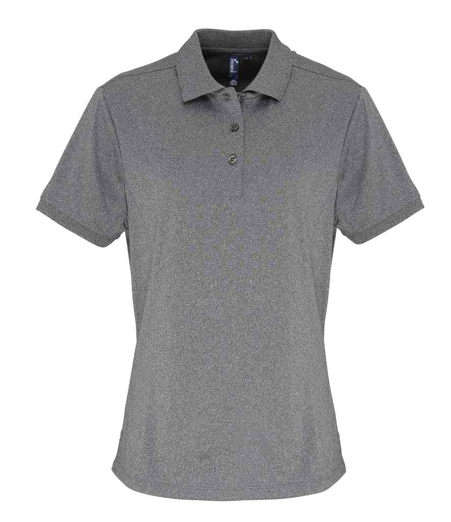 Premier Ladies Coolchecker Pique Polo Shirt - (2nd Colours) in Grey Melange by Premier — Custom branded clothing by Print Press, featuring premium embroidery produced in our specialist print lab in the UK.