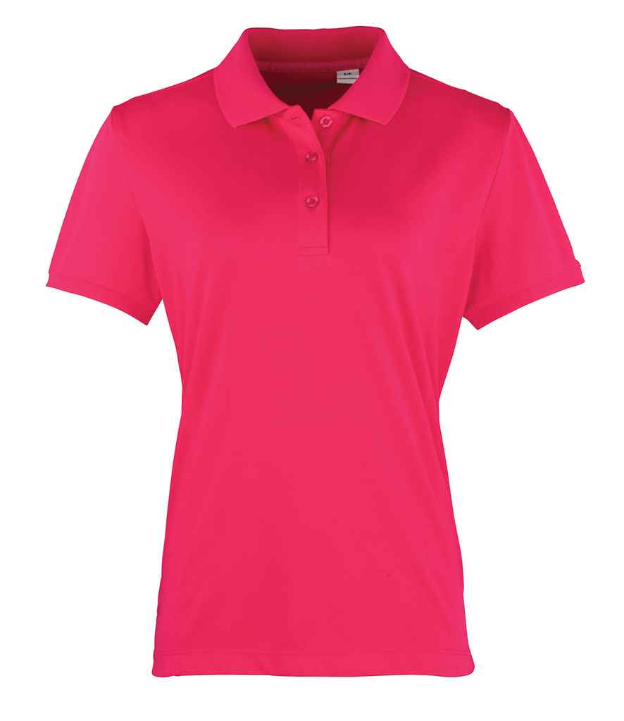 Premier Ladies Coolchecker Pique Polo Shirt - (2nd Colours) in Hot Pink by Premier — Custom branded clothing by Print Press, featuring premium embroidery produced in our specialist print lab in the UK.