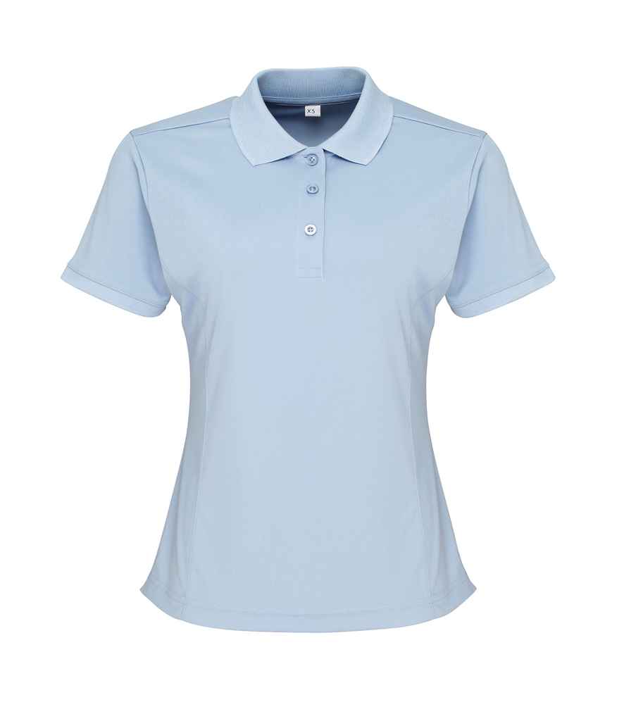 Premier Ladies Coolchecker Pique Polo Shirt in Light Blue by Premier — Custom branded clothing by Print Press, featuring premium embroidery produced in our specialist print lab in the UK.