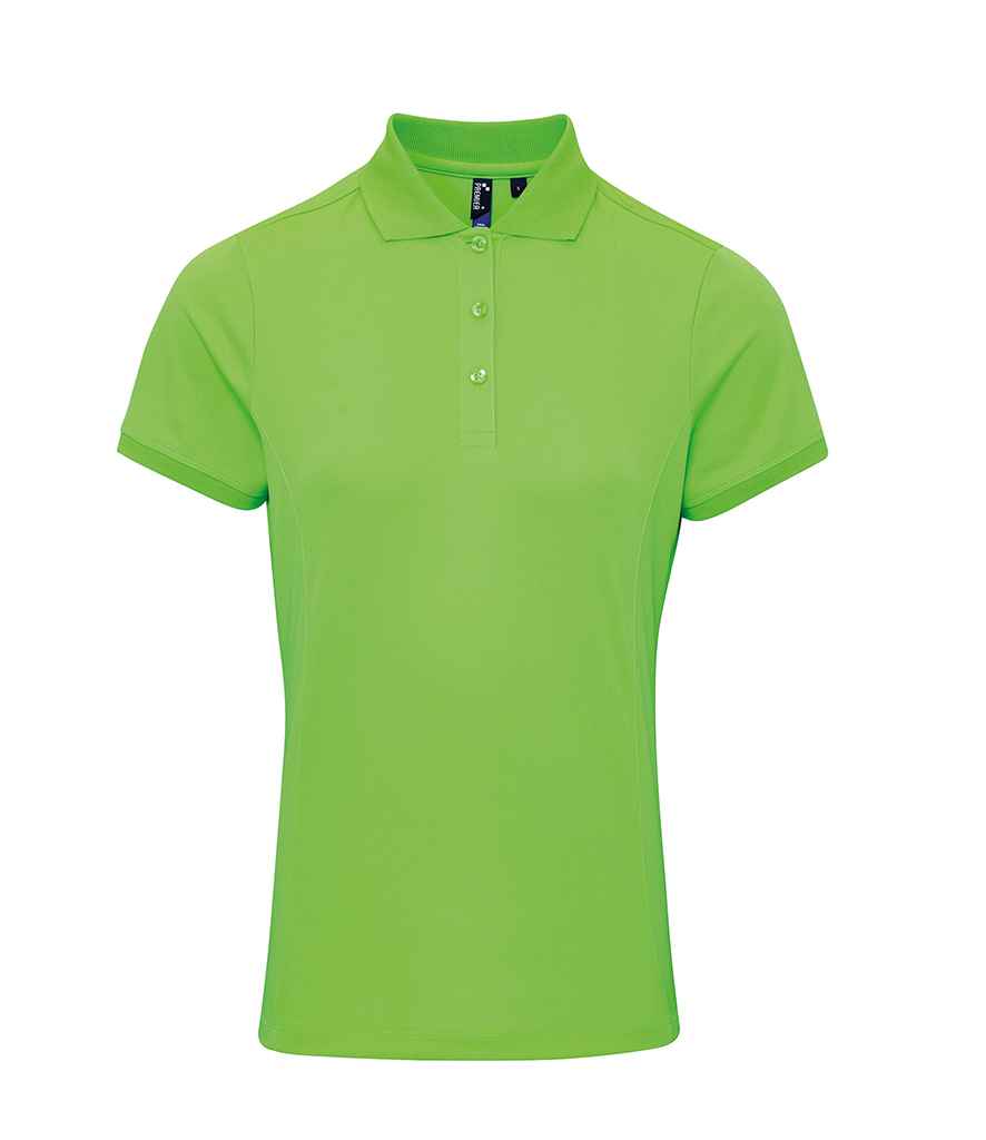 Premier Ladies Coolchecker Pique Polo Shirt in Neon Green by Premier — Custom branded clothing by Print Press, featuring premium embroidery produced in our specialist print lab in the UK.