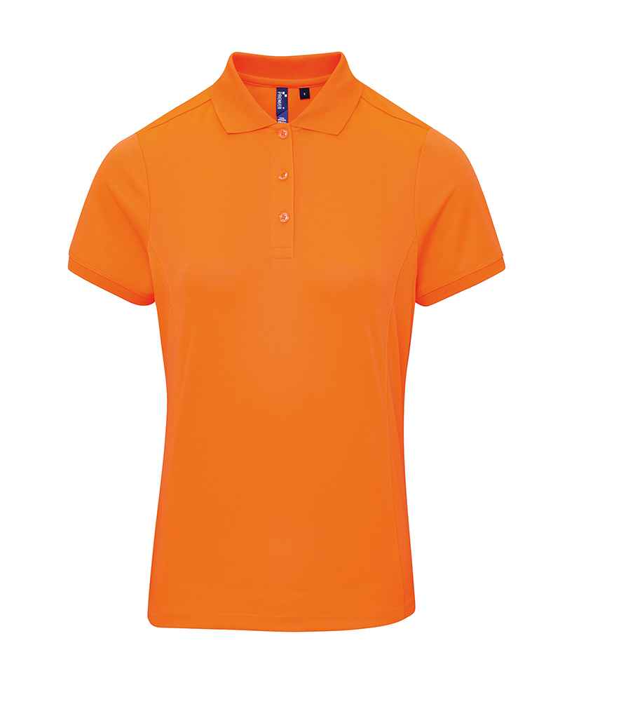 Premier Ladies Coolchecker Pique Polo Shirt in Neon Orange by Premier — Custom branded clothing by Print Press, featuring premium embroidery produced in our specialist print lab in the UK.