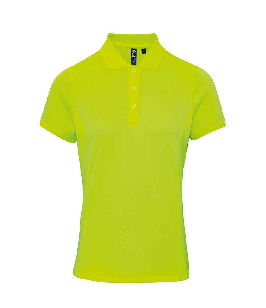 Premier Ladies Coolchecker Pique Polo Shirt in Neon Yellow by Premier — Custom branded clothing by Print Press, featuring premium embroidery produced in our specialist print lab in the UK.