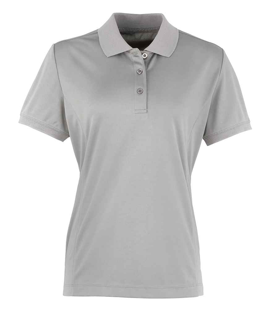 Premier Ladies Coolchecker Pique Polo Shirt in Silver by Premier — Custom branded clothing by Print Press, featuring premium embroidery produced in our specialist print lab in the UK.