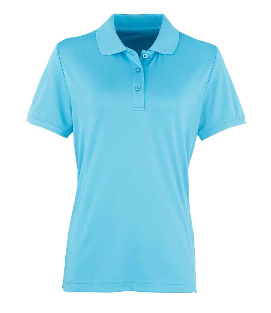 Premier Ladies Coolchecker Pique Polo Shirt in Turquoise Blue by Premier — Custom branded clothing by Print Press, featuring premium embroidery produced in our specialist print lab in the UK.